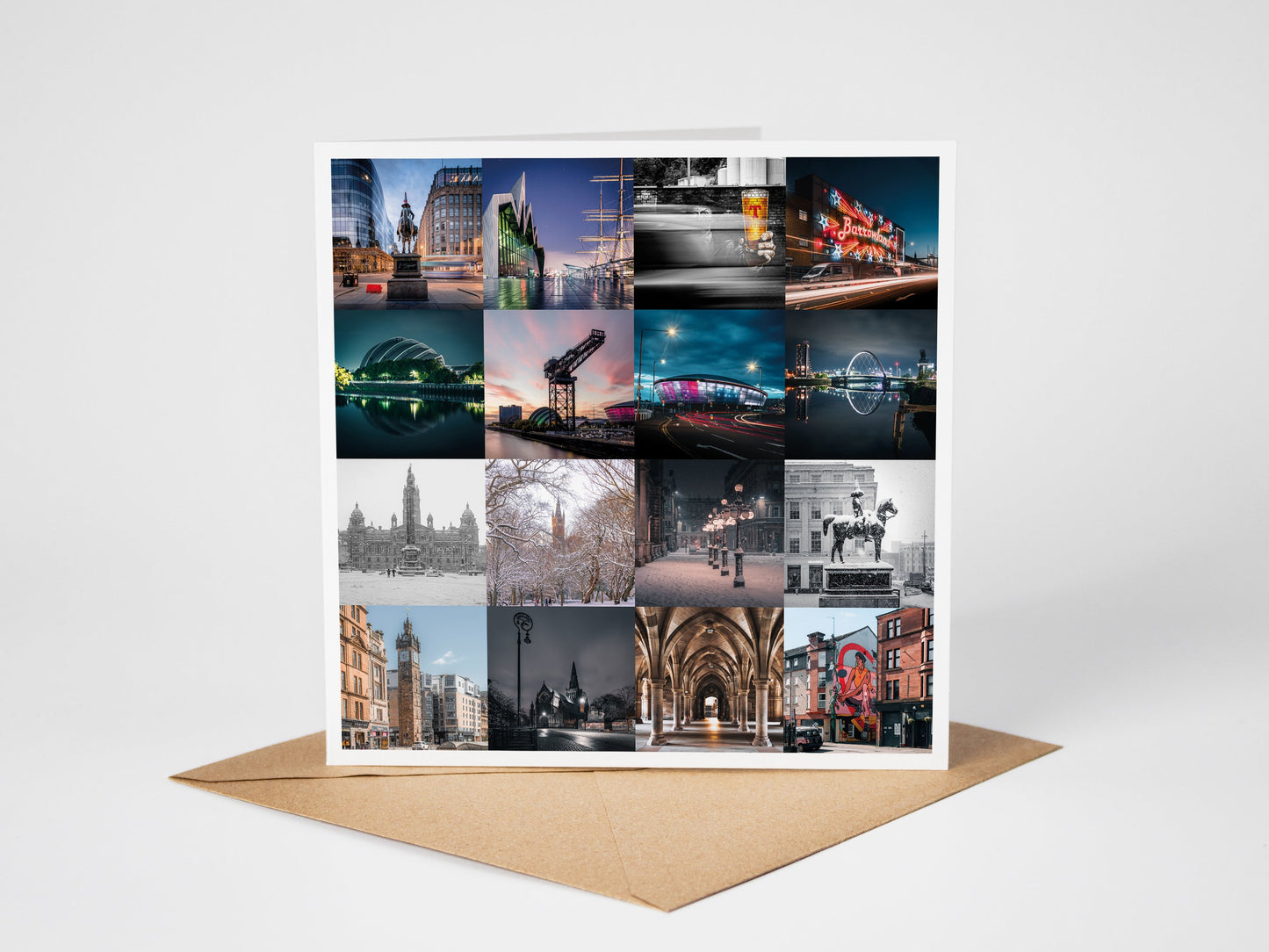 Glasgow 16 photo Collage, Greeting Card – Fine Art Photography | 150 × 150 mm Kunal Tewari Photography
