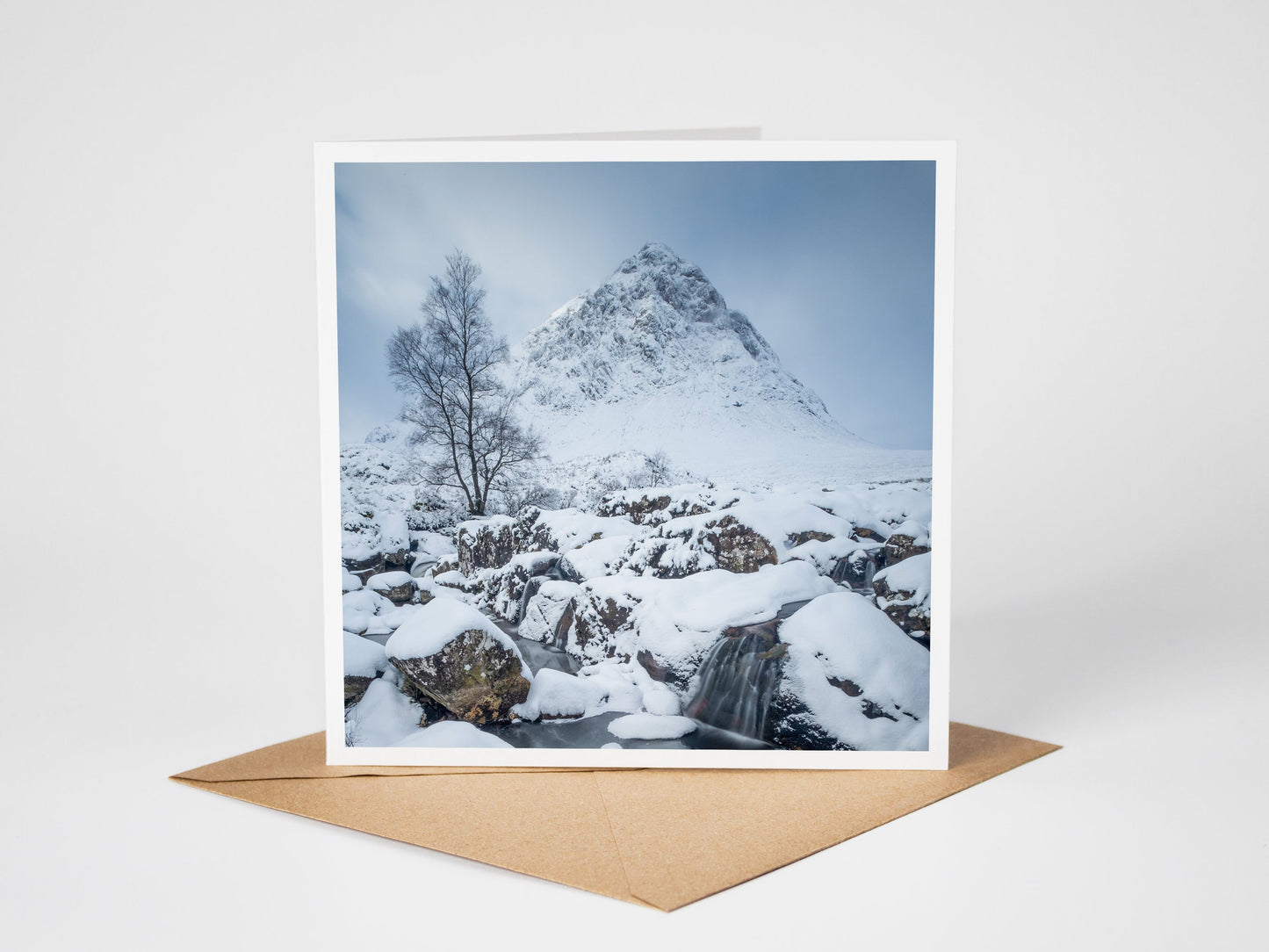 Glencoe in winter, Scotland Greeting Card – Fine Art Photography | 150 × 150 mm Kunal Tewari Photography