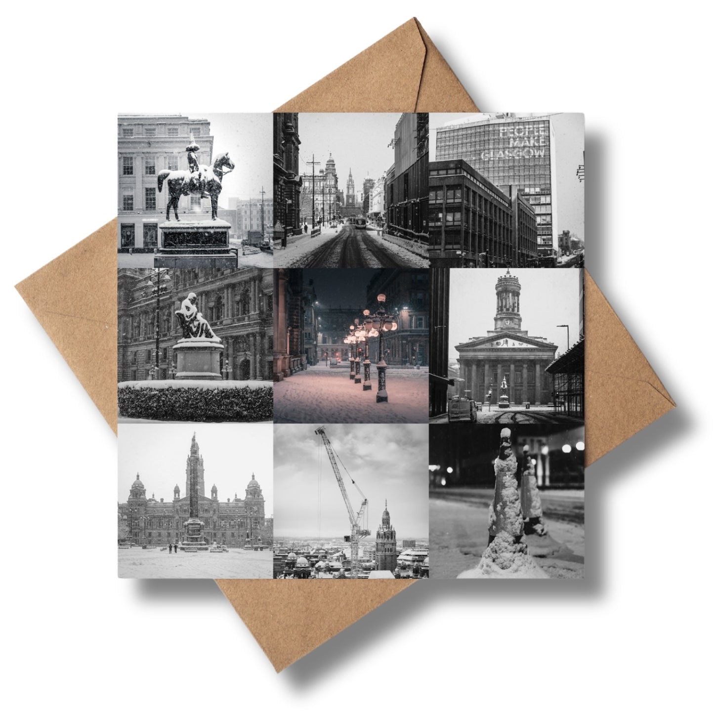 Frozen Glasgow collage Greeting card - Kunal Tewari Photography