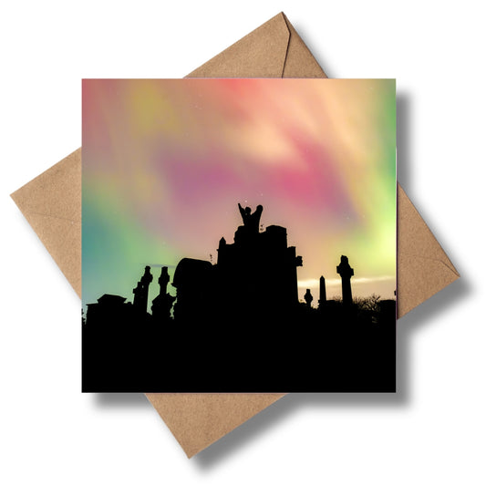 Aurora-Glasgow Necropolis Greeting card - Kunal Tewari Photography