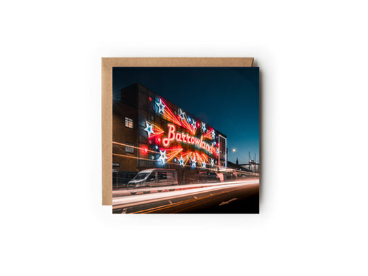 Barrowland Light Trails Greeting card 150x150mm Kunal Tewari Photography