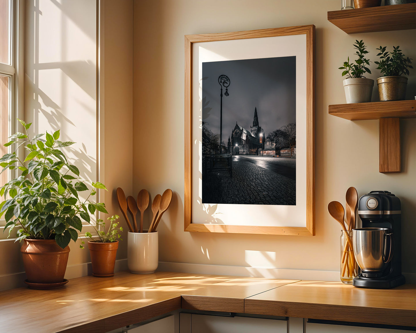 A late night view of Glasgow Cathedral signed and mounted print