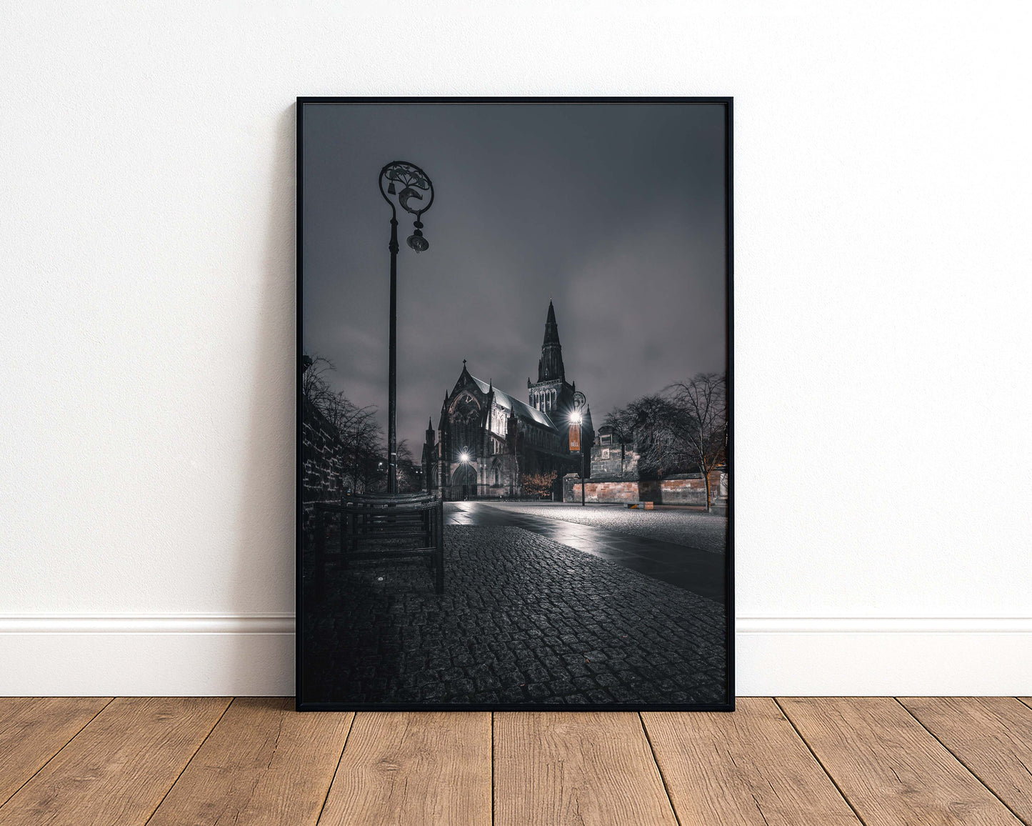 A late night view of Glasgow Cathedral signed and mounted print
