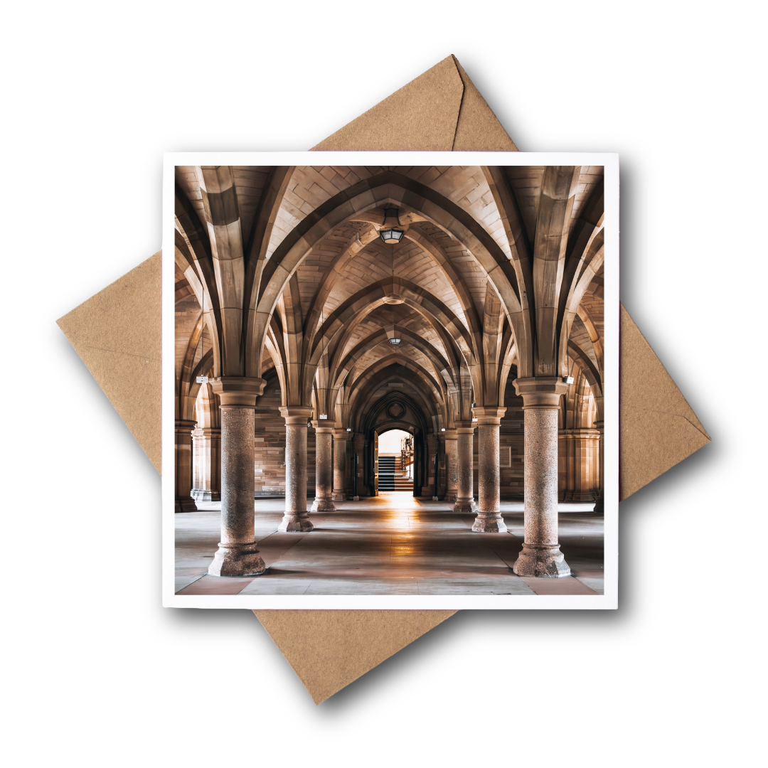 Cloisters, Glasgow Greeting Card – Fine Art Photography | 150 × 150 mm Kunal Tewari Photography