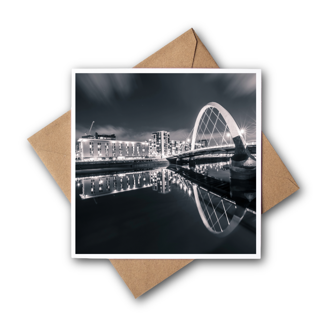 Clyde Arc bridge, Glasgow Greeting Card – Fine Art Photography | 150 × 150 mm Kunal Tewari Photography