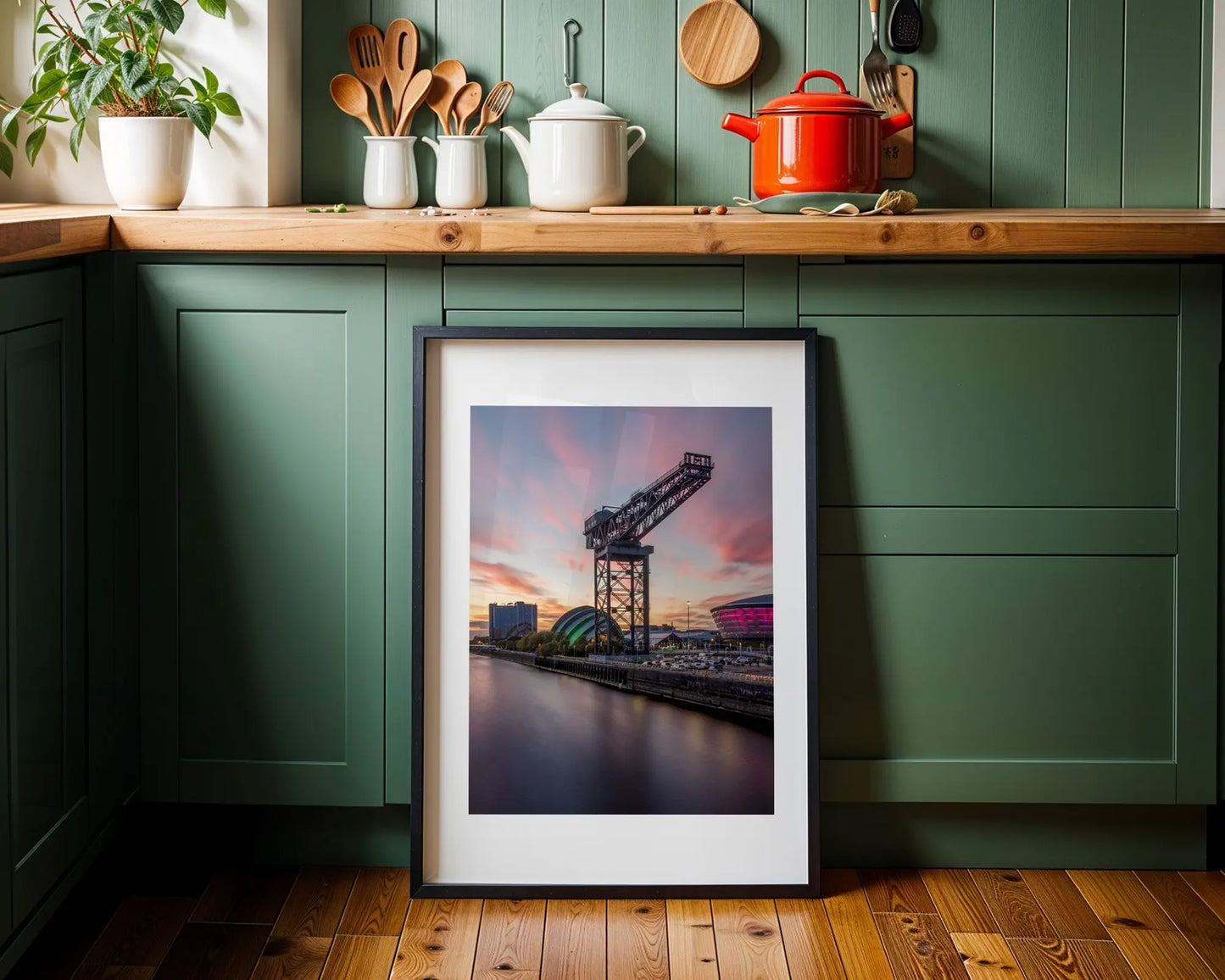 Serene Sunset over Finnieston Crane signed and mounted print Kunal Tewari Photography