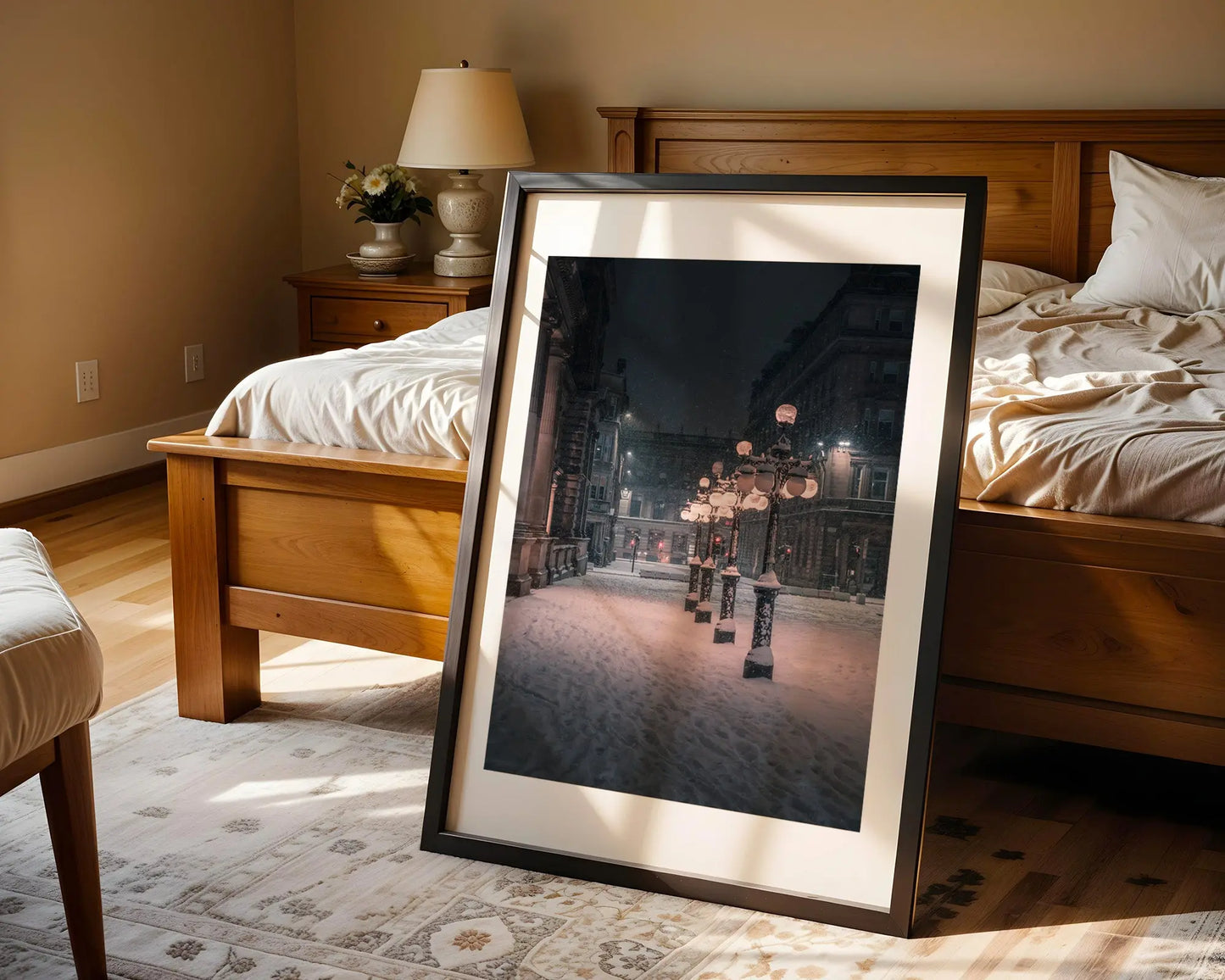 A chilly night in George square, Glasgow signed and mounted print Kunal Tewari Photography