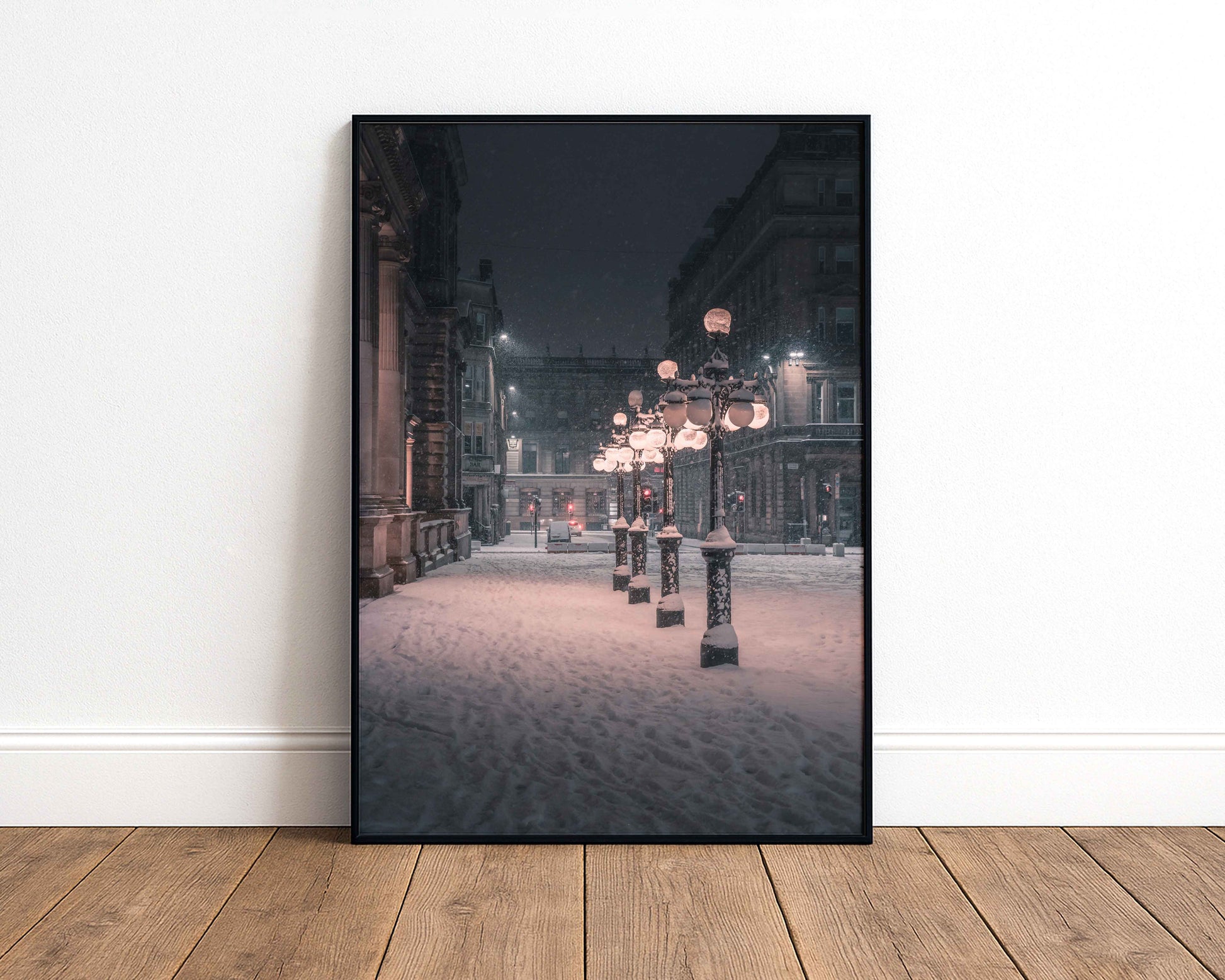 A chilly night in George square, Glasgow signed and mounted print Kunal Tewari Photography
