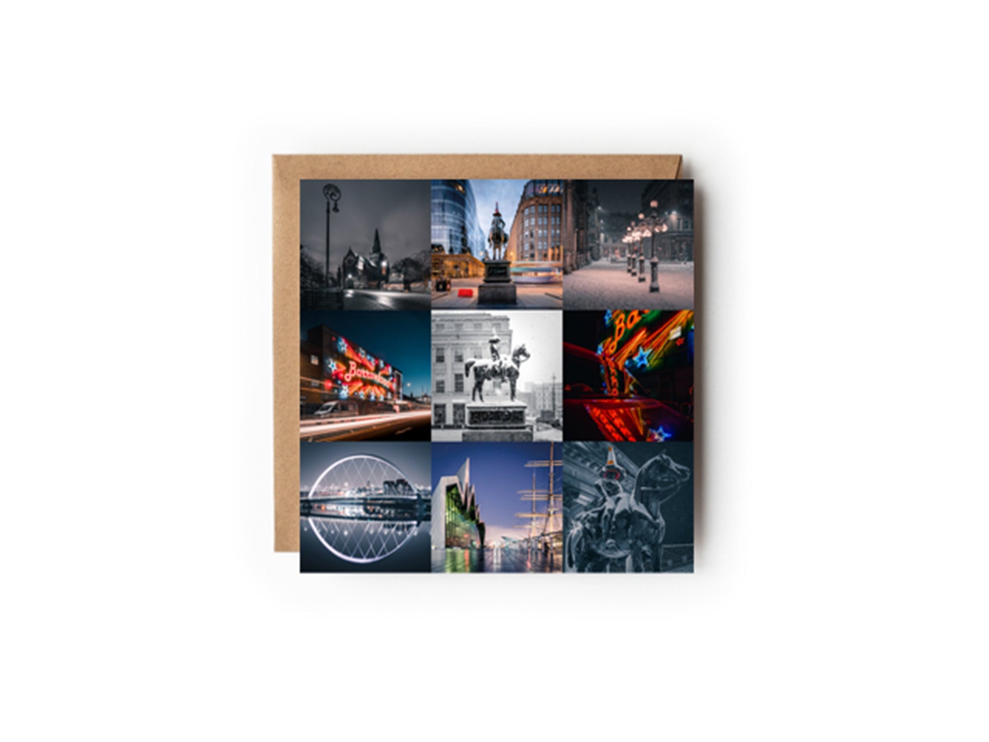Glasgow 9 Photo collage Greeting card 150x150mm Kunal Tewari Photography