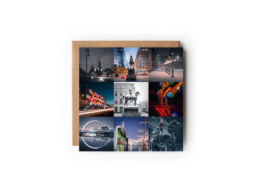Glasgow 9 Photo collage Greeting card 150x150mm Kunal Tewari Photography