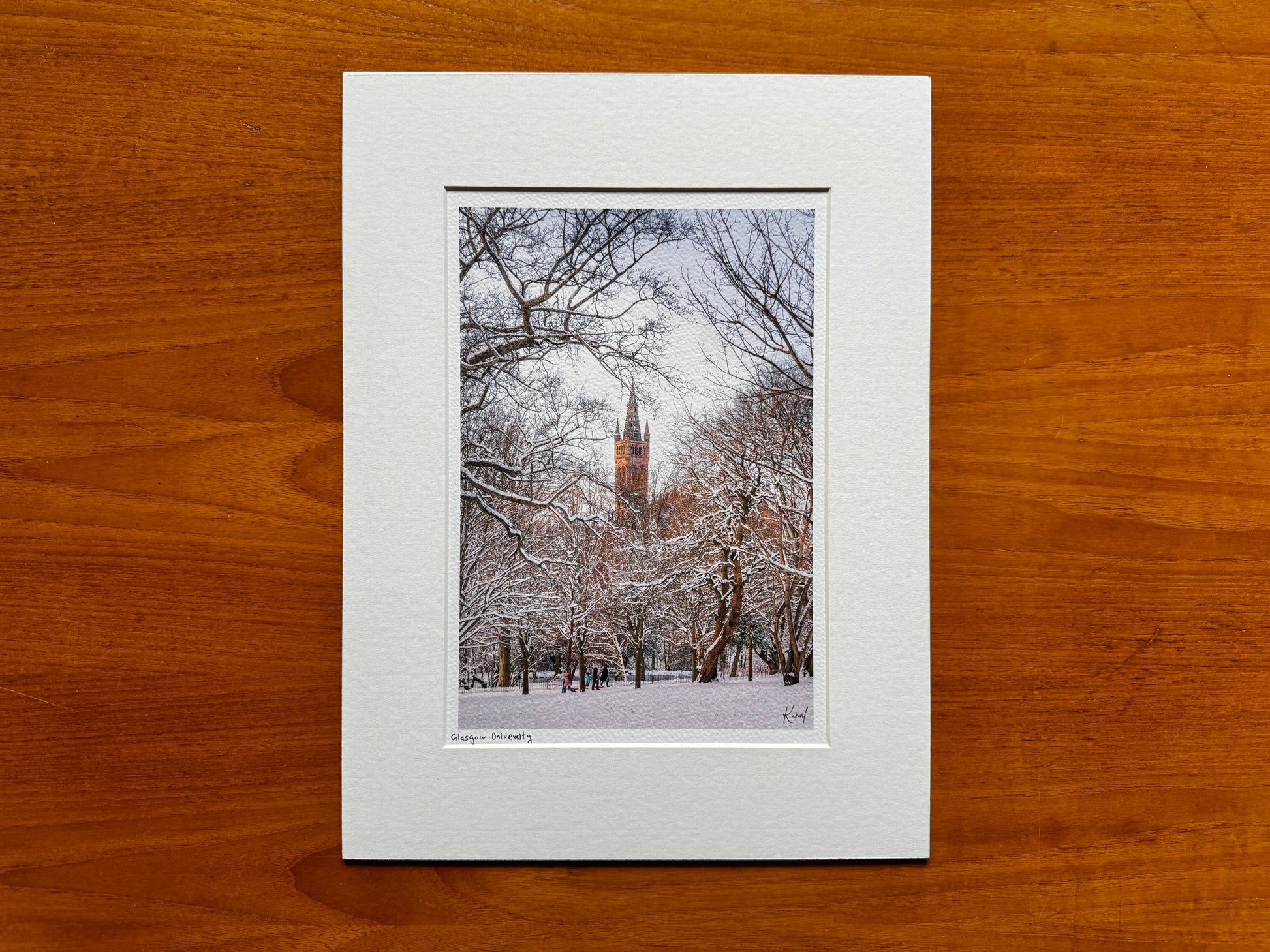 Glasgow University in Winter Silence signed and mounted print Kunal Tewari Photography