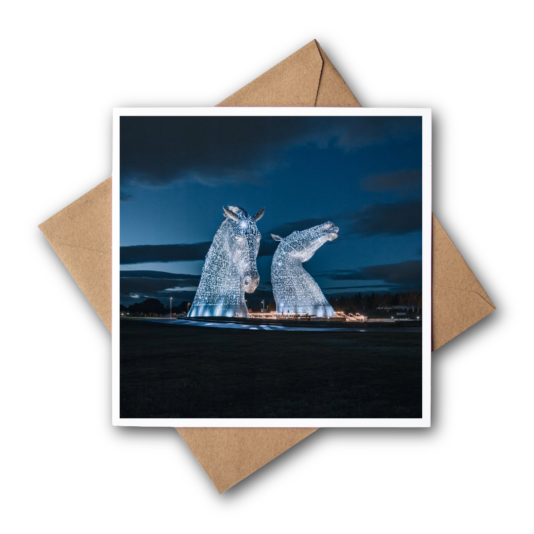 Kelpies, Glasgow Greeting Card – Fine Art Photography | 150 × 150 mm Kunal Tewari Photography