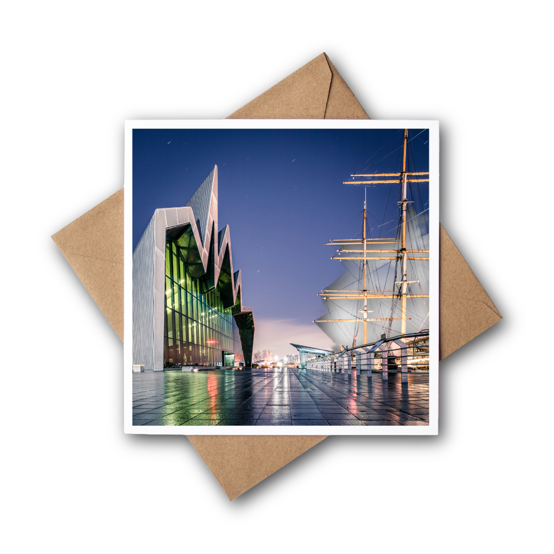 Rivserise Museum, Glasgow Greeting Card – Fine Art Photography | 150 × 150 mm Kunal Tewari Photography