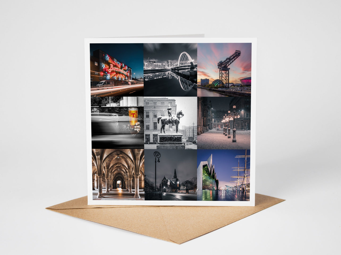 Glasgow 9 photo Collage, Greeting Card – Fine Art Photography | 150 × 150 mm Kunal Tewari Photography