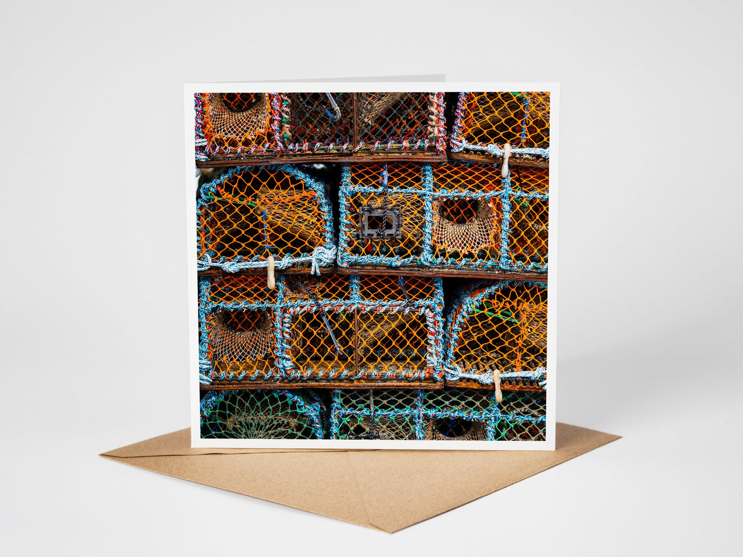 Stack of Creels, Scotland Greeting Card – Fine Art Photography | 150 × 150 mm Kunal Tewari Photography