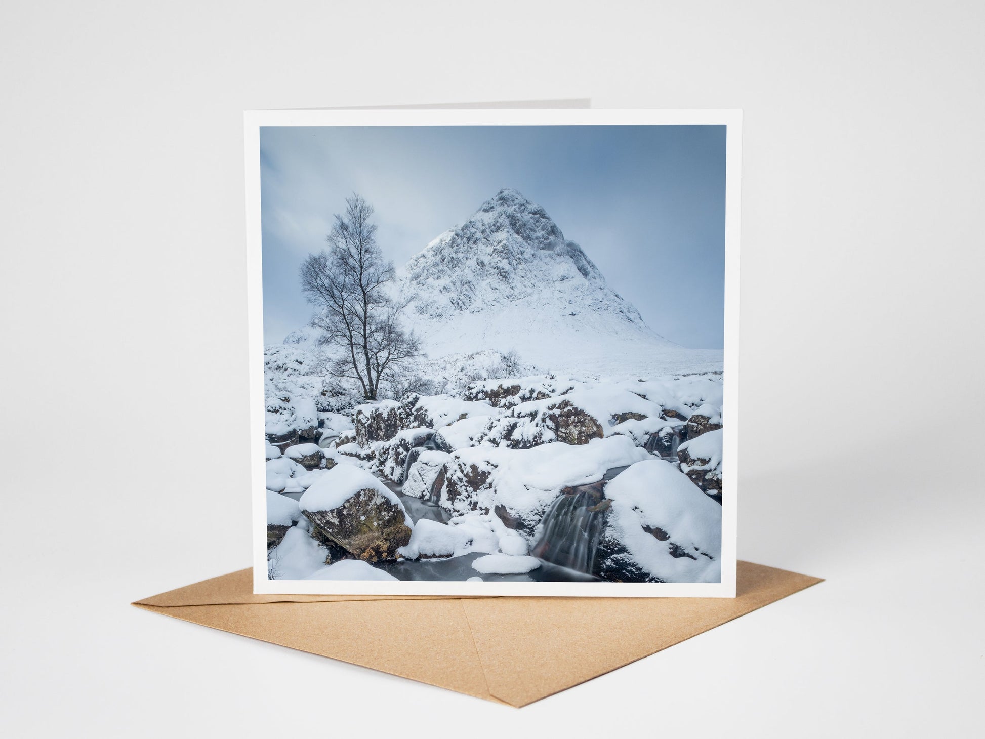 Glencoe in winter, Scotland Greeting Card – Fine Art Photography | 150 × 150 mm Kunal Tewari Photography