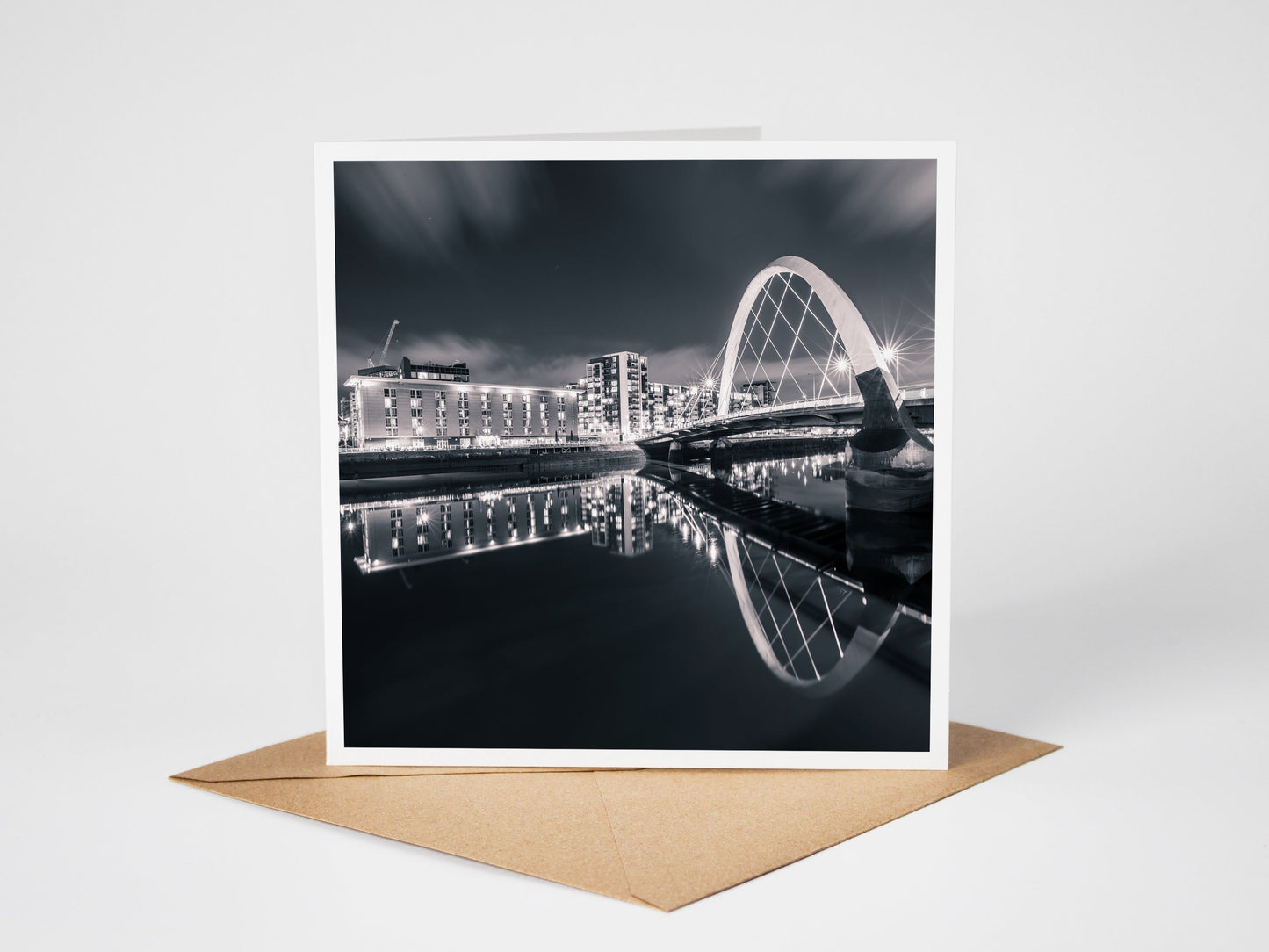 Clyde Arc bridge, Glasgow Greeting Card – Fine Art Photography | 150 × 150 mm Kunal Tewari Photography