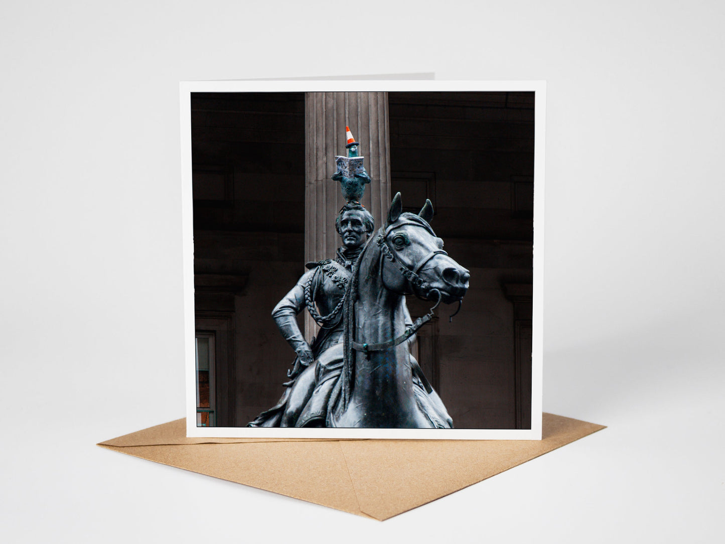 Duke and Pigeon, Glasgow Greeting Card – Fine Art Photography | 150 × 150 mm Kunal Tewari Photography