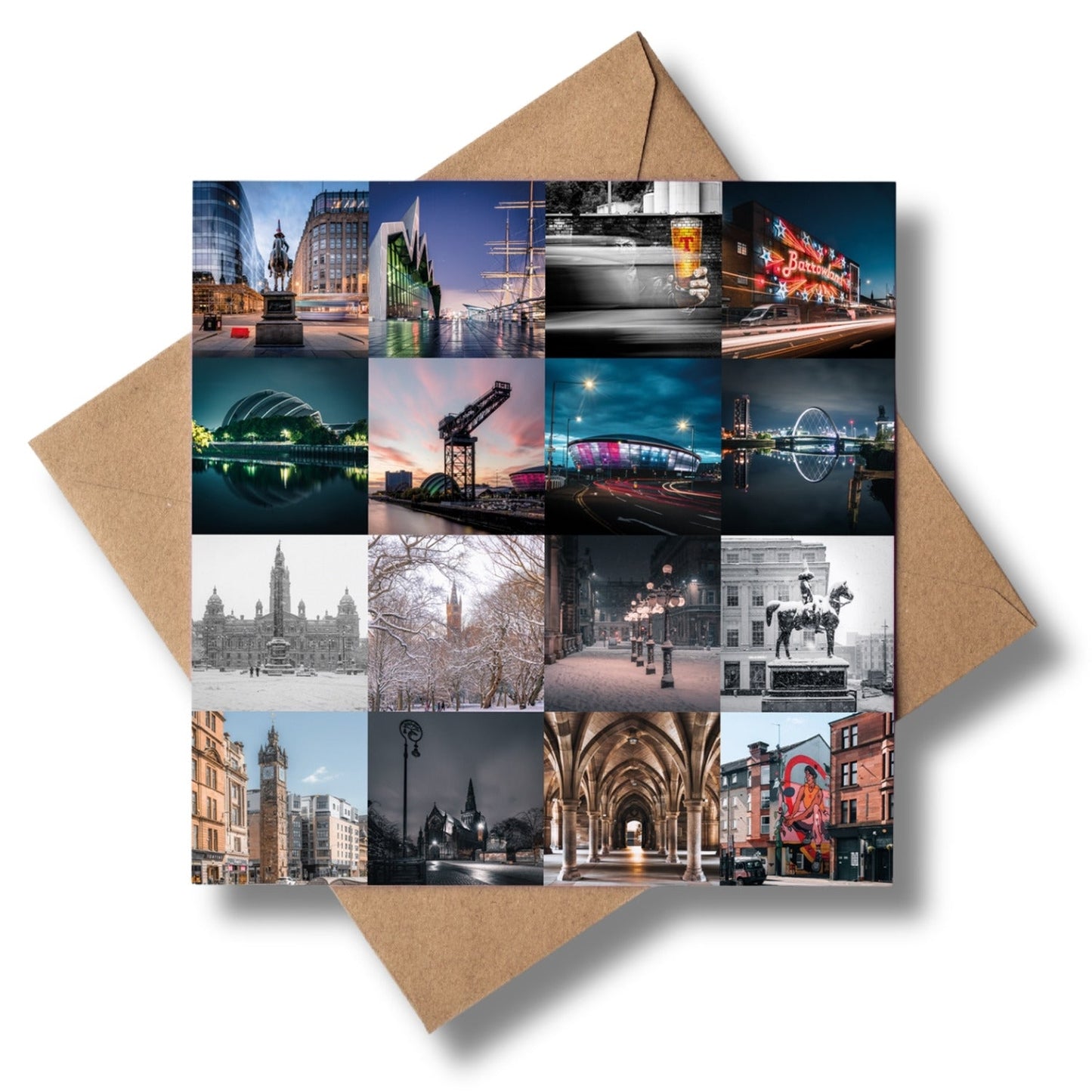 Glasgow 16 Photo collage Greeting card 150x150mm Kunal Tewari Photography