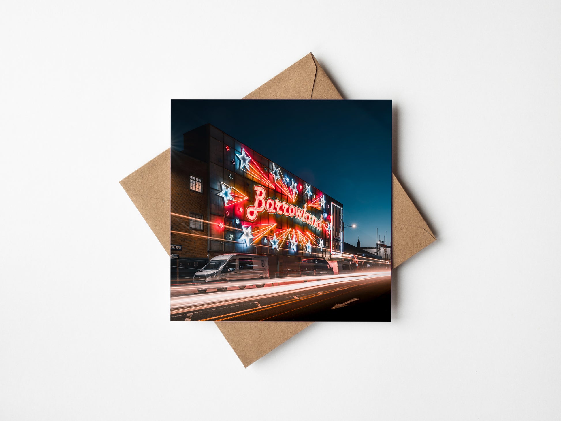 Barrowland Light trails Greeting card - Kunal Tewari Photography