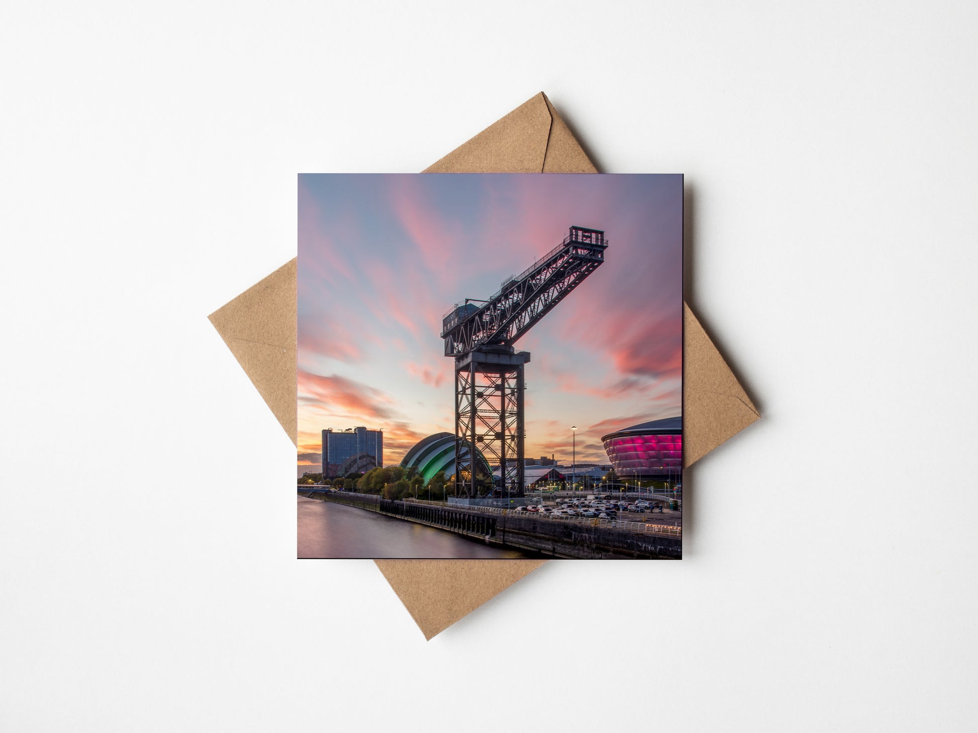 Finnieston crane sunset Greeting card - Kunal Tewari Photography