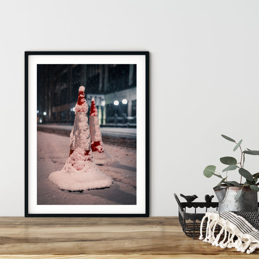 Traffic cone signed and mounted print