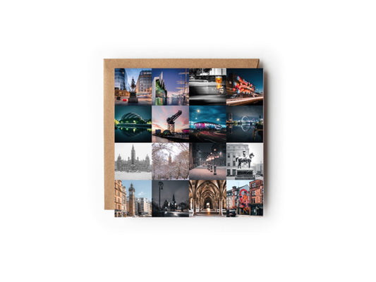 Glasgow 16 Photo collage Greeting card 150x150mm Kunal Tewari Photography