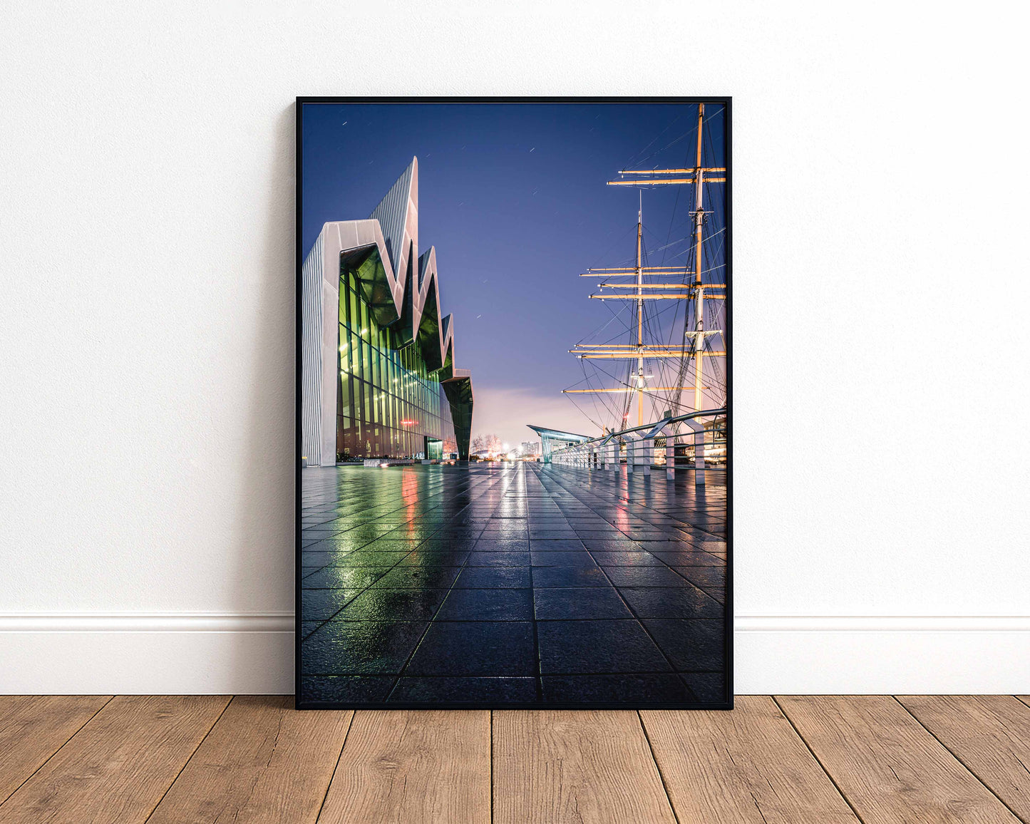 Riverside museum at night signed and mounted print Kunal Tewari Photography