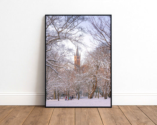 Glasgow University in Winter Silence signed and mounted print Kunal Tewari Photography